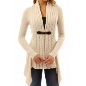 Lovely Trendy Patchwork Khaki Cardigan Sweaters