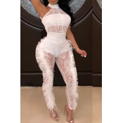 Lovely Chic See-through White Lace One-piece Jumps