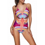 Lovely Sexy Printed Multicolor One-piece Swimwears