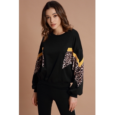 Lovely Casual Patchwork Black Hoodies