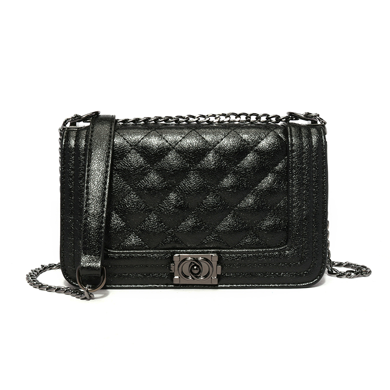 

Lovely Elegant Metal Chain Strap Black Crossbody Bag