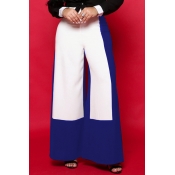 Lovely Elegant Patchwork Loose Blue Pants