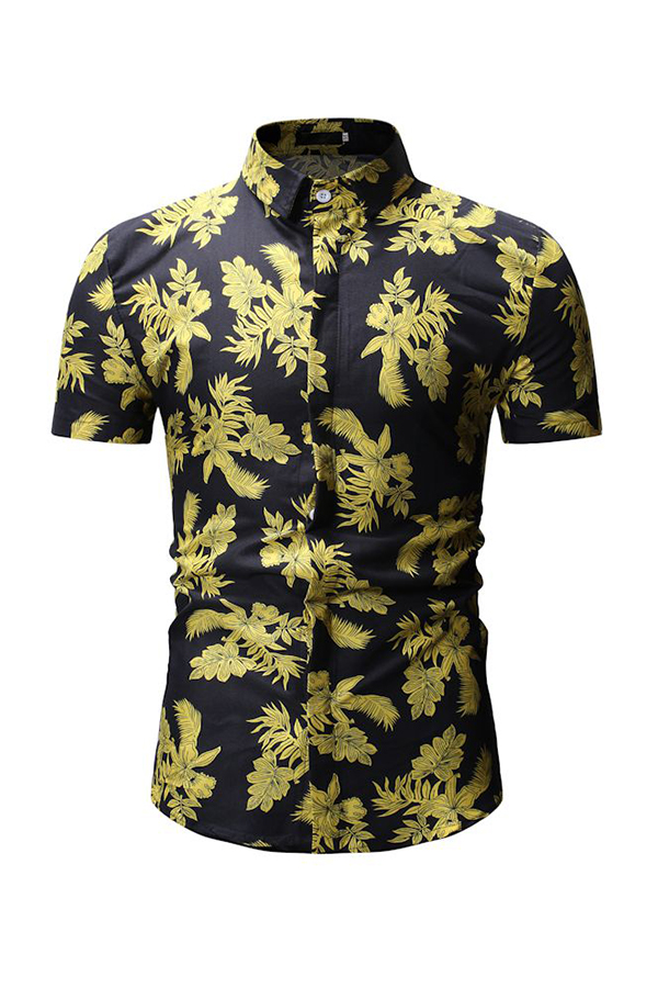 

Lovely Trendy Floral Printed Black Cotton Shirts