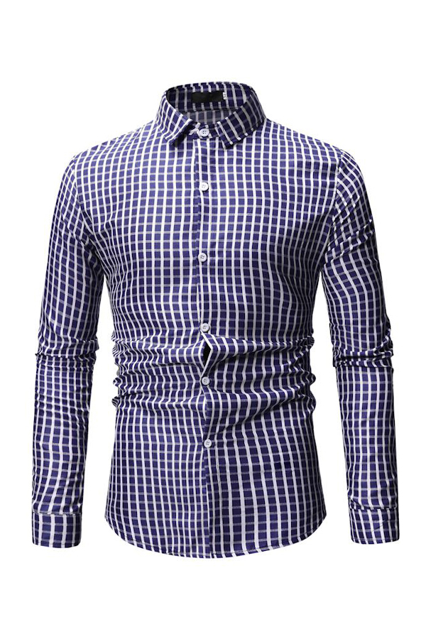 

Lovely Trendy Grids Printed Blue Cotton Shirts