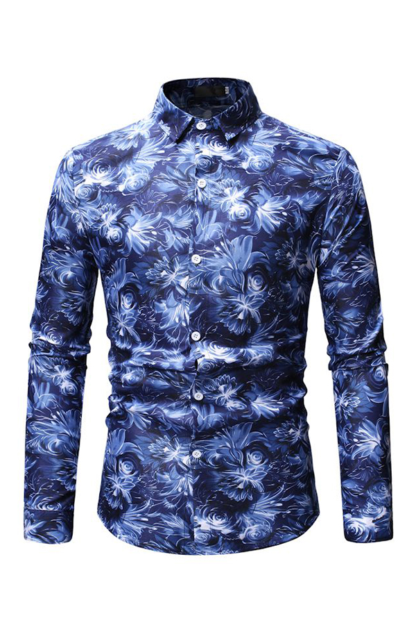 

Lovely Work Printed Blue Cotton Shirts