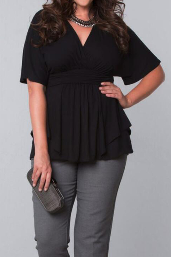 

Lovely Work Half Sleeves Black Blouses