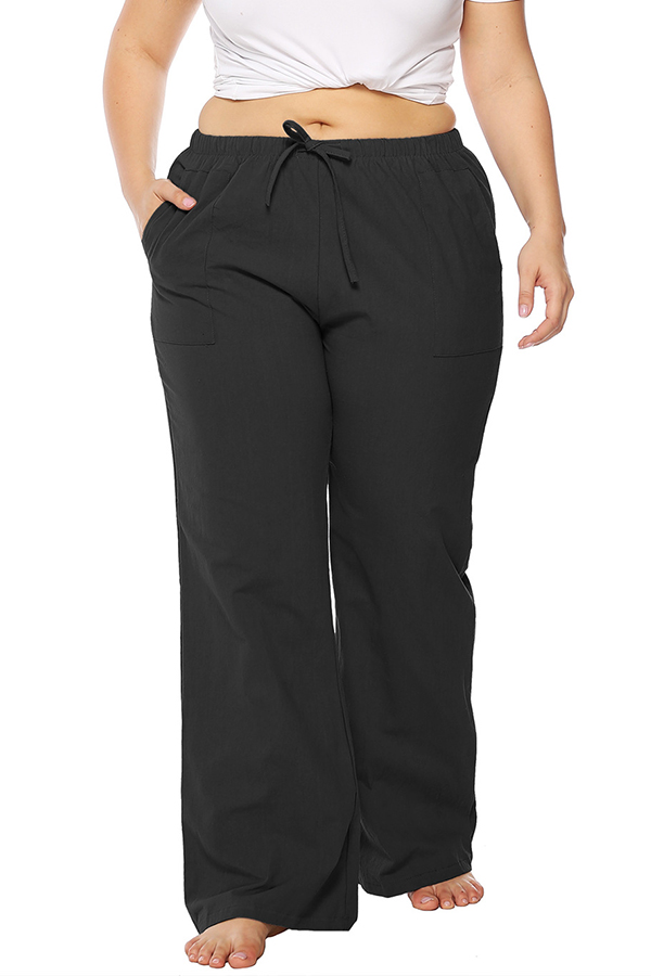 

Lovely Casual Loose Black Cotton Blends Pants