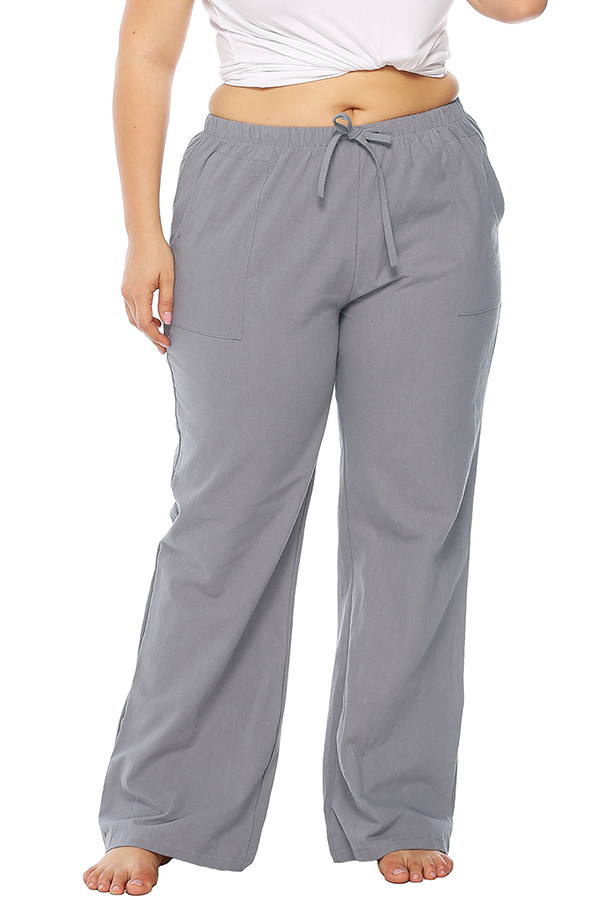 

Lovely Casual Loose Grey Cotton Blends Pants