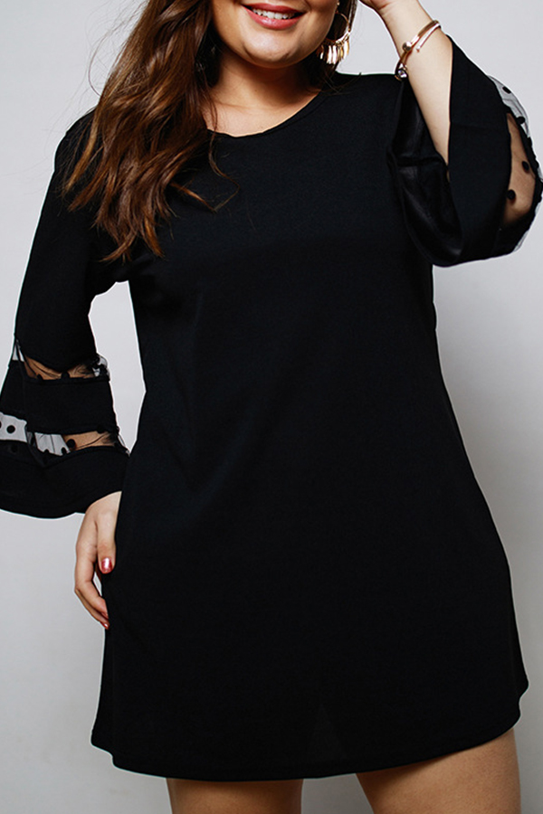 

Lovely Sweet Trumpet Sleeves Black Mini Dress