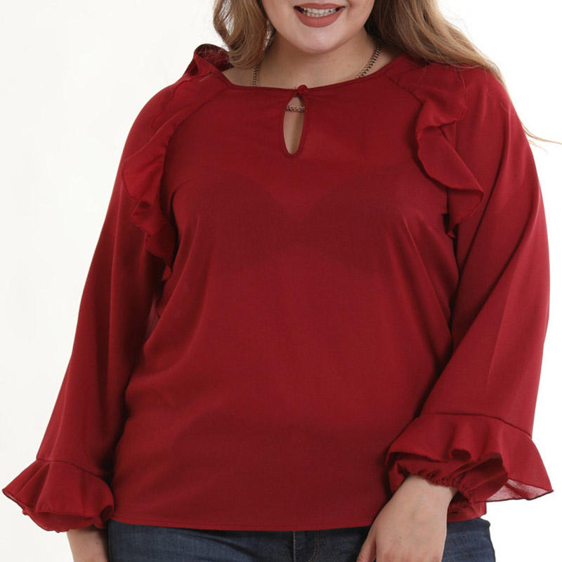 

Lovely Trendy Patchwork Wine Red Blouses