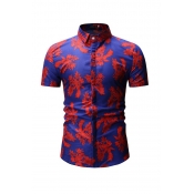 Lovely Trendy Floral Printed Blue Cotton Shirts