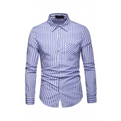Lovely Trendy Striped Blue Cotton Shirts