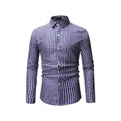 Lovely Trendy Grids Printed Blue Cotton Shirts