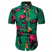 Lovely Casual Floral Printed Green Cotton Shirts