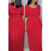 Lovely Casual Loose Red Blending Floor Length Dres