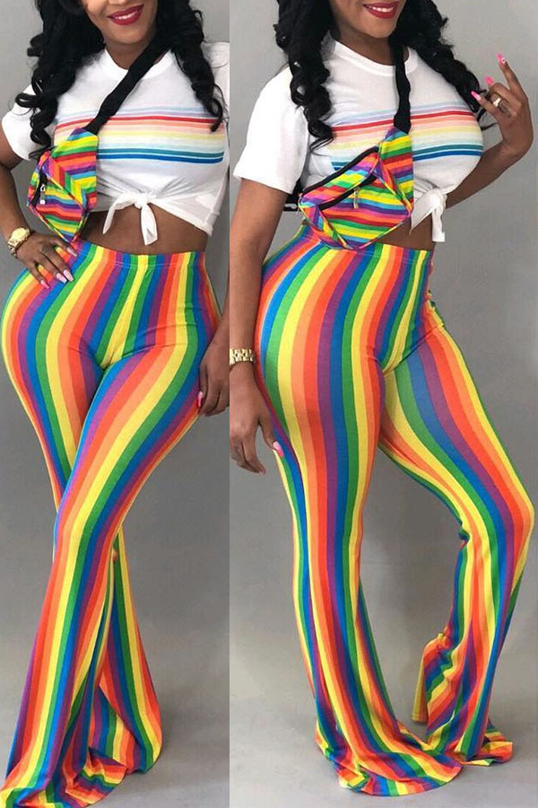 

Lovely Casual Striped Multicolor Pants, Multi