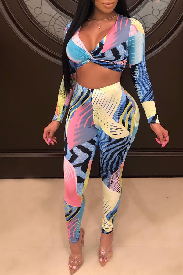 

Lovely Sweet Printed Two-piece Pants Set (Batch Print)