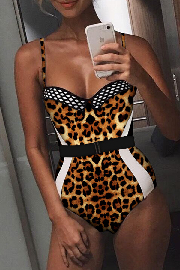 

Lovely Trendy Leopard Printed One-piece Swimwear