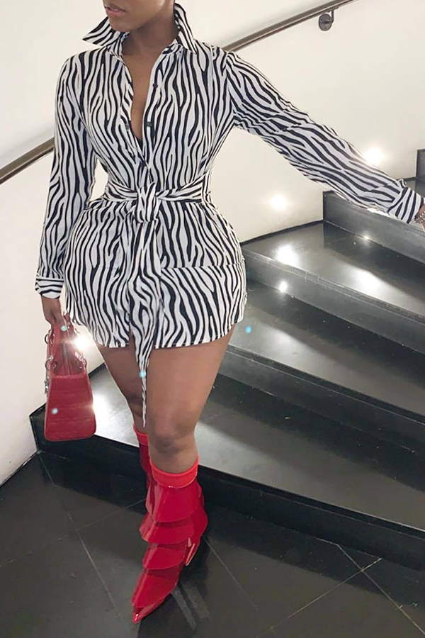 

Lovely Work Striped Black Mini Shirt Dress