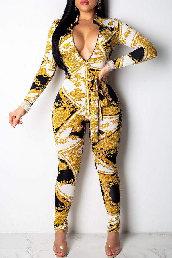 

Lovely Women s Printed Yellow Jumpsuit