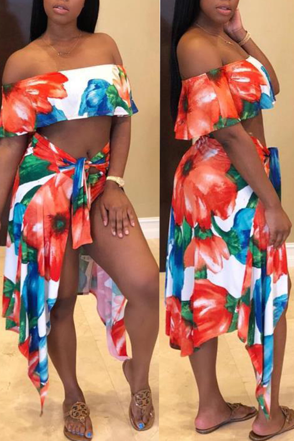 

Lovely 2-piece Printed Backless Two-piece Swimwear(Not Padded)