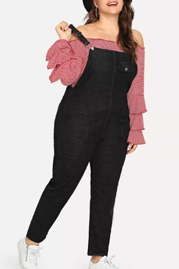

Lovely Casual Black Denim Jumpsuit