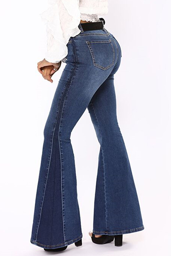 Lovely Casual Trumpet-shaped Royal Blue Jeans