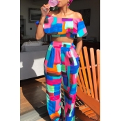 Lovely Sweet Color-lump Multicolor Two-piece Pants