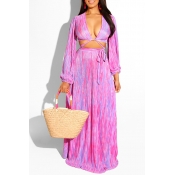 Lovely Sweet Loose Pink Two-piece Skirt Set