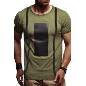 Lovely Casual Geometric Printed Army Green Cotton 