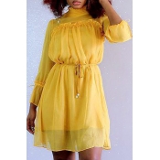 Lovely Fashion Yellow Mini Dress