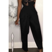 Lovely Casual Mid Waist Black Pants