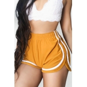 Lovely Casual Striped Yellow Shorts