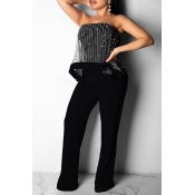 Lovely Sexy Mesh Patchwork Black Jumpsuit