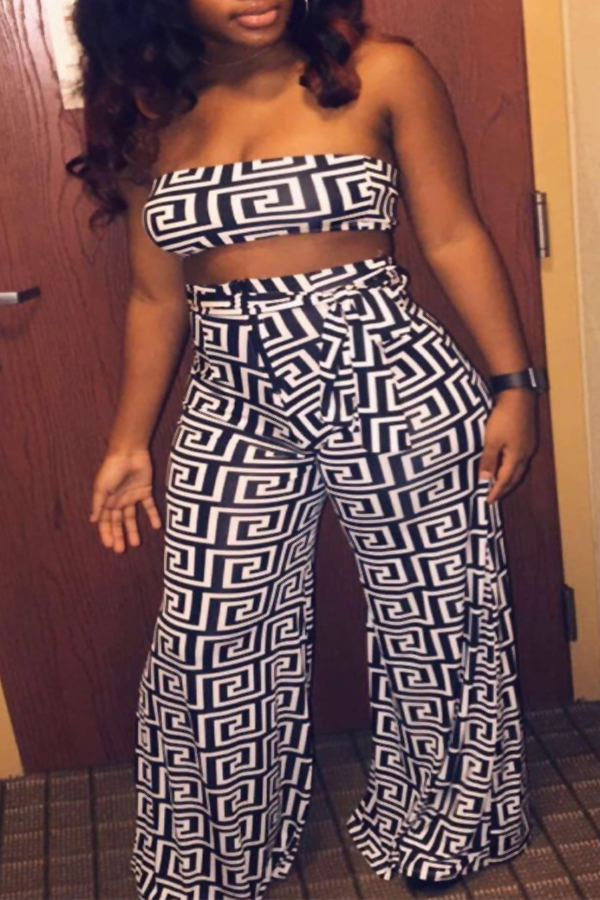 

Lovely Leisure Sleeveless Loose Black Two-piece Pants Set