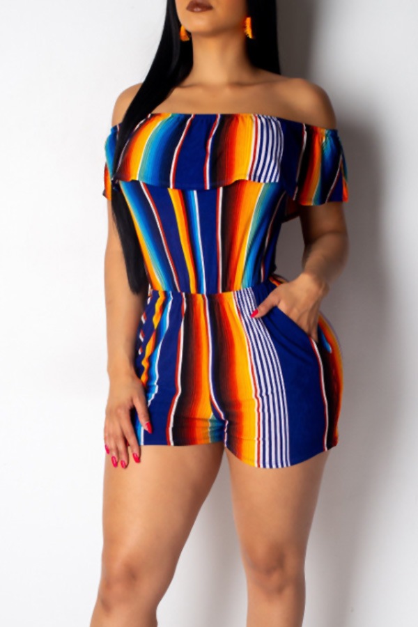 

Lovely Bohemian Dew Shoulder One-piece Romper(With Elastic, Multicolor mstn