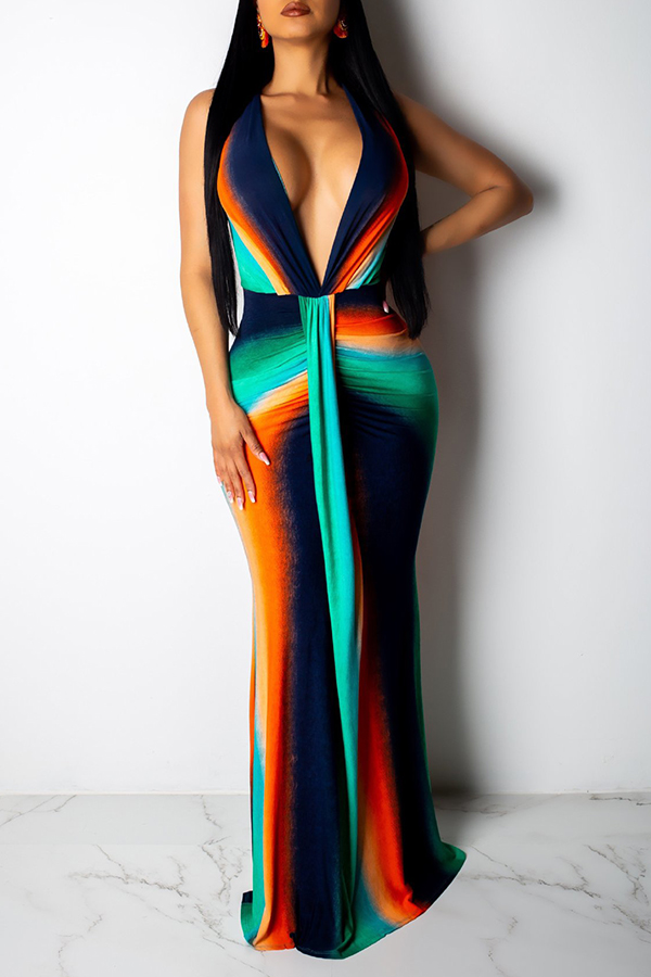 

Lovely Trendy Striped Printed Green Floor Length Dress