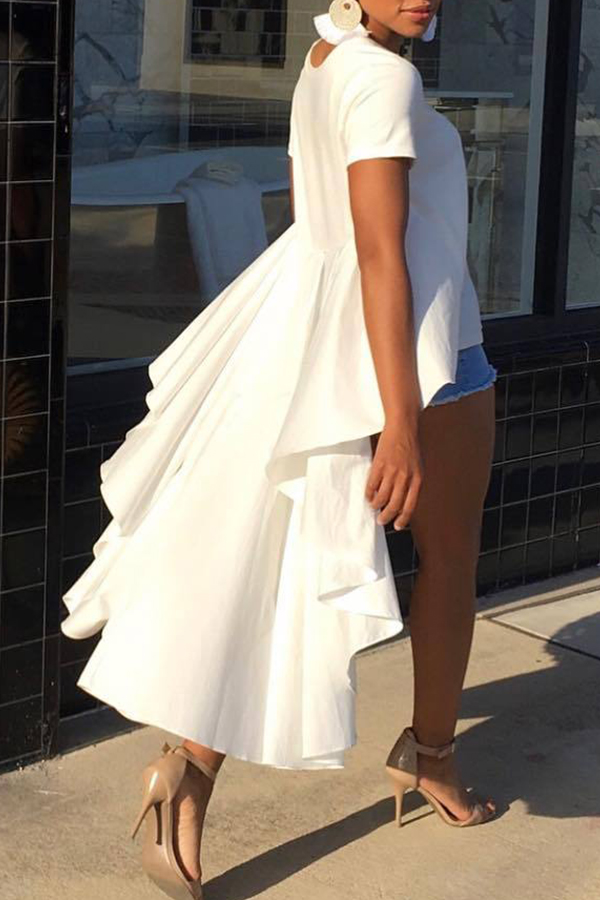 

Lovely Trendy Asymmetrical White Blouses