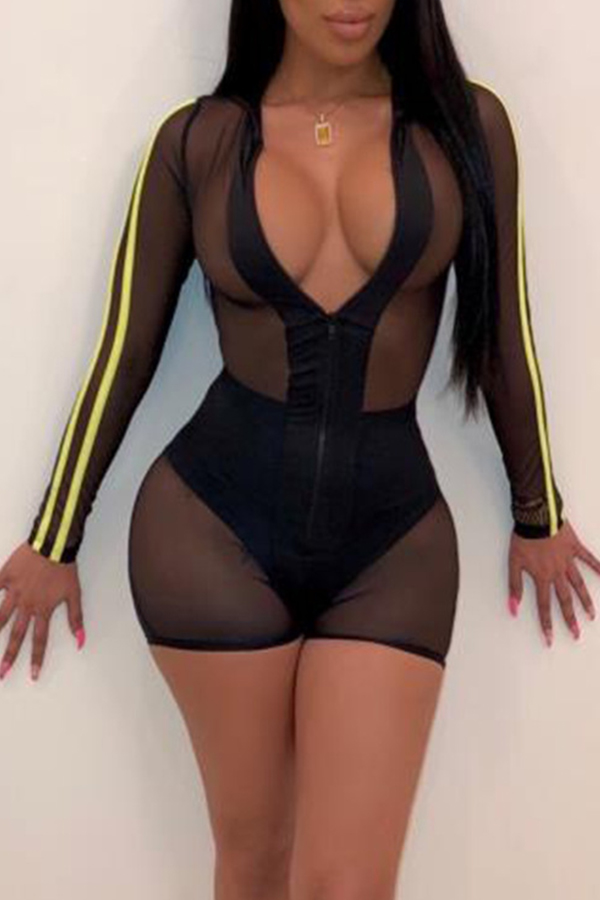 

Lovely Sexy See-through Yellow One-piece Romper (Without Underwear