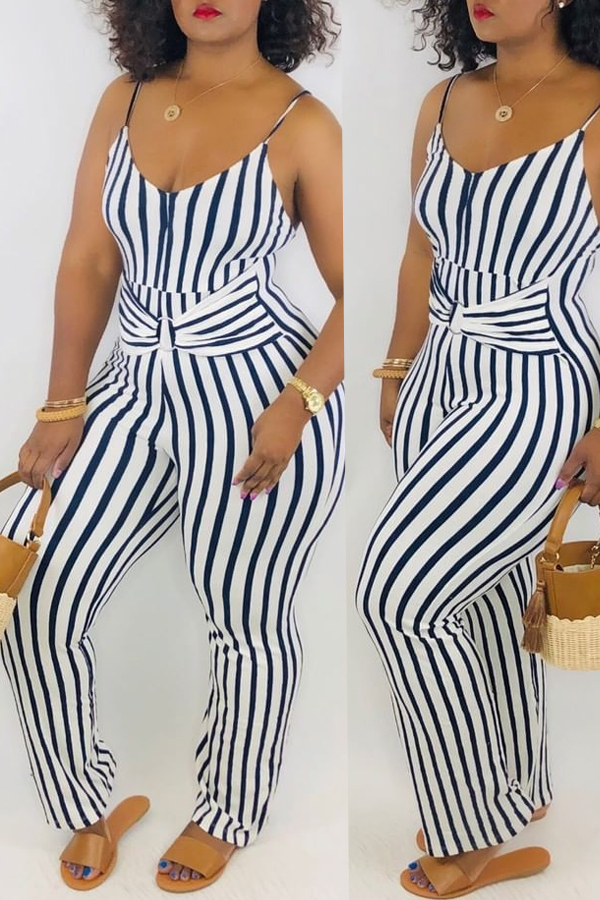 Lovely Casual Striped Navy One-piece Jumpsuit(With Elastic)_Jumpsuit ...