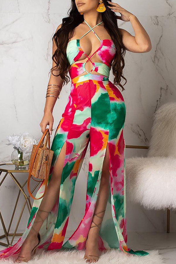 

Lovely Bohemian Printed Lace-up One-piece Jumpsuit(With Elastic)