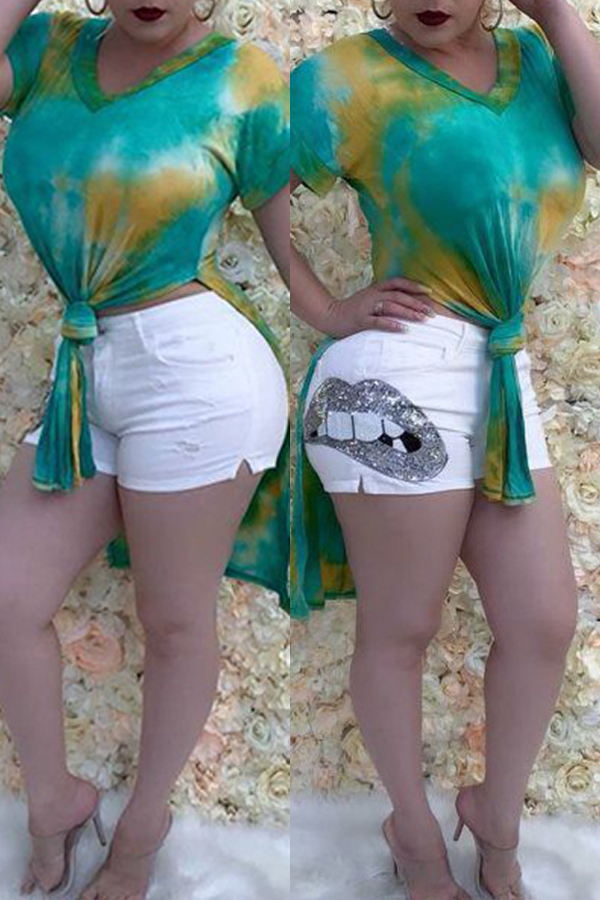 

Lovely Leisure Side Split Green T-shirt