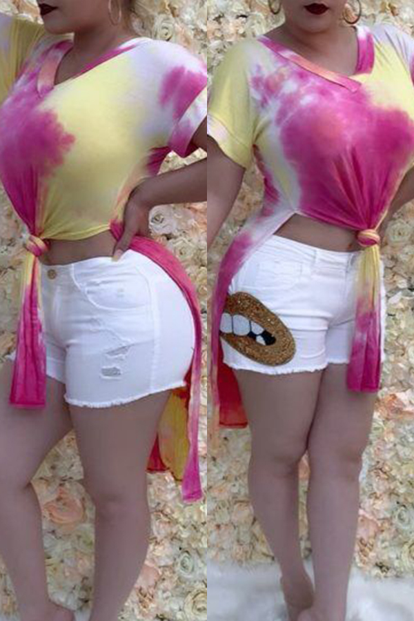

Lovely Leisure Side Split Pink T-shirt