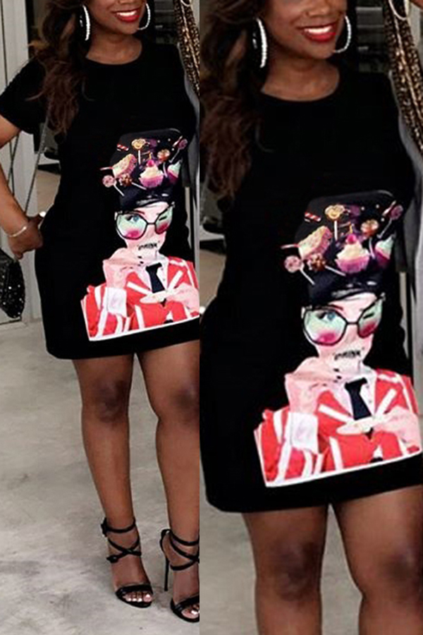 

Lovely Casual Printed Black T-shirt