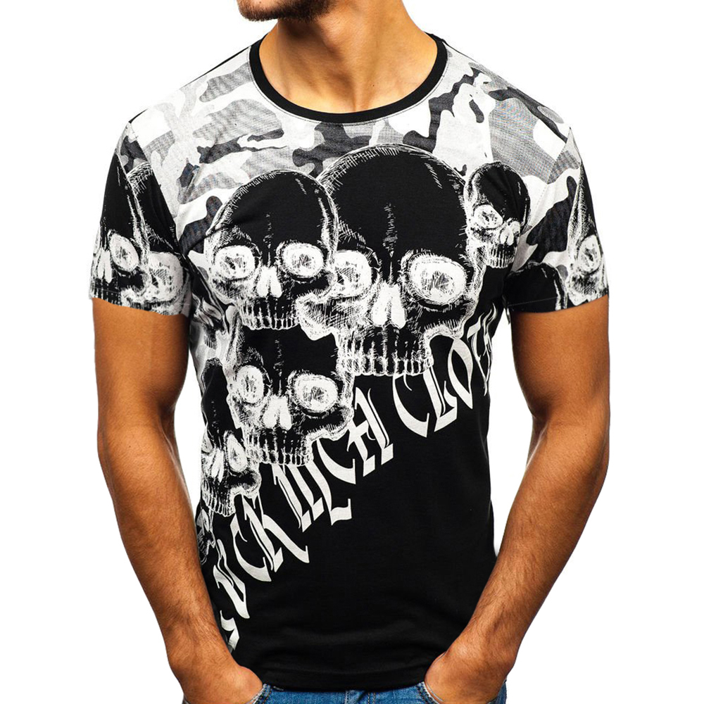 

Lovely Leisure Skull Head Printed Black T-shirt