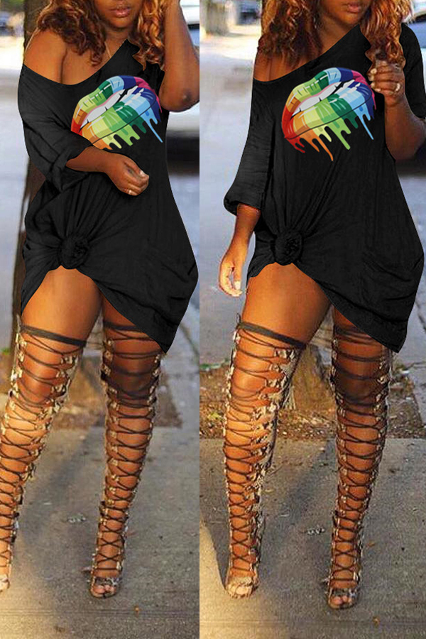 

Lovely Casual One Shoulder Asymmetrical Black Dress