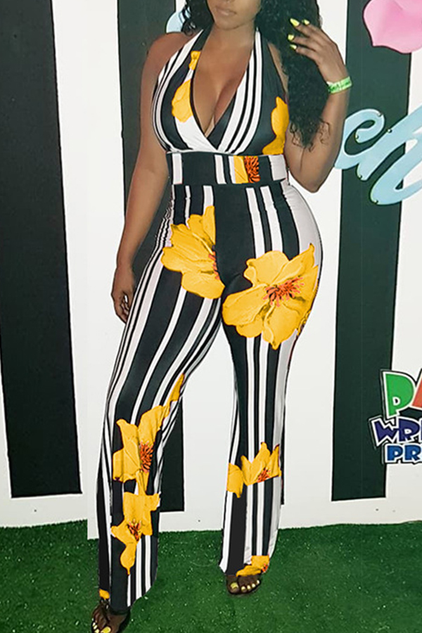 

Lovely Stylish Floral Printed Yellow One-piece Jumpsuit