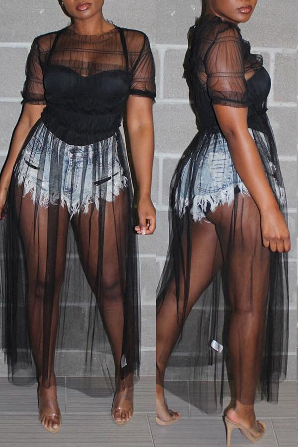 LW O Neck See-through Blouse