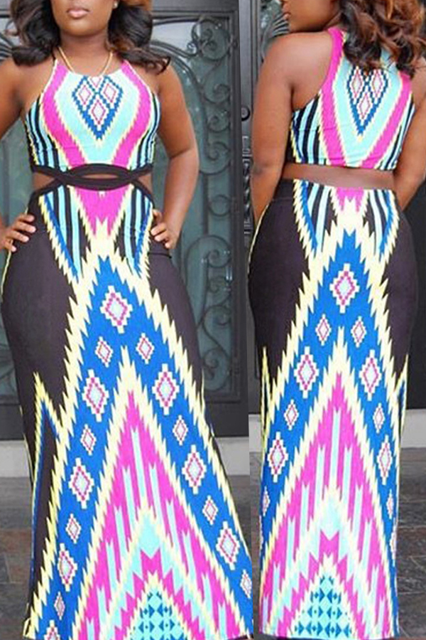 

Lovely Bohemian Printed Black Floor Length Dress