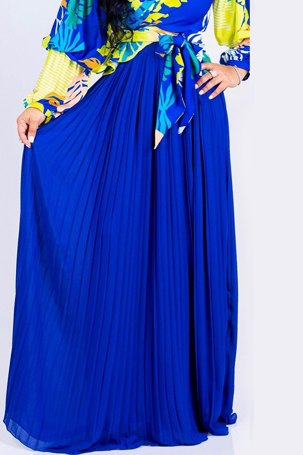 

Lovely Bohemian Drape Design Blue Skirt